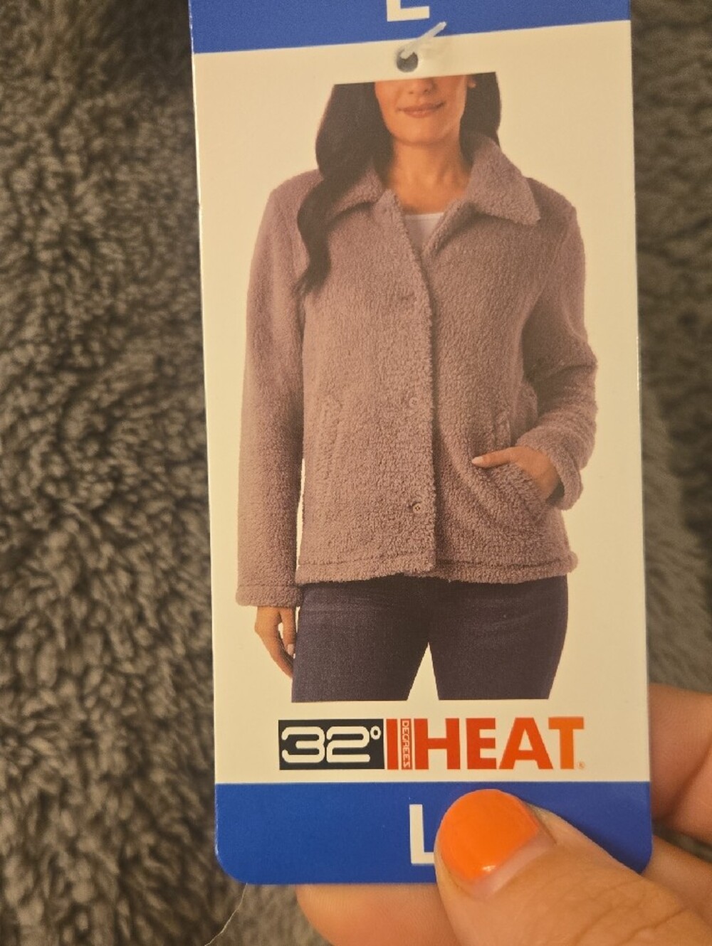 Large 32 Degrees Plush Teddy Jacket in Purple - Picture 2 of 4